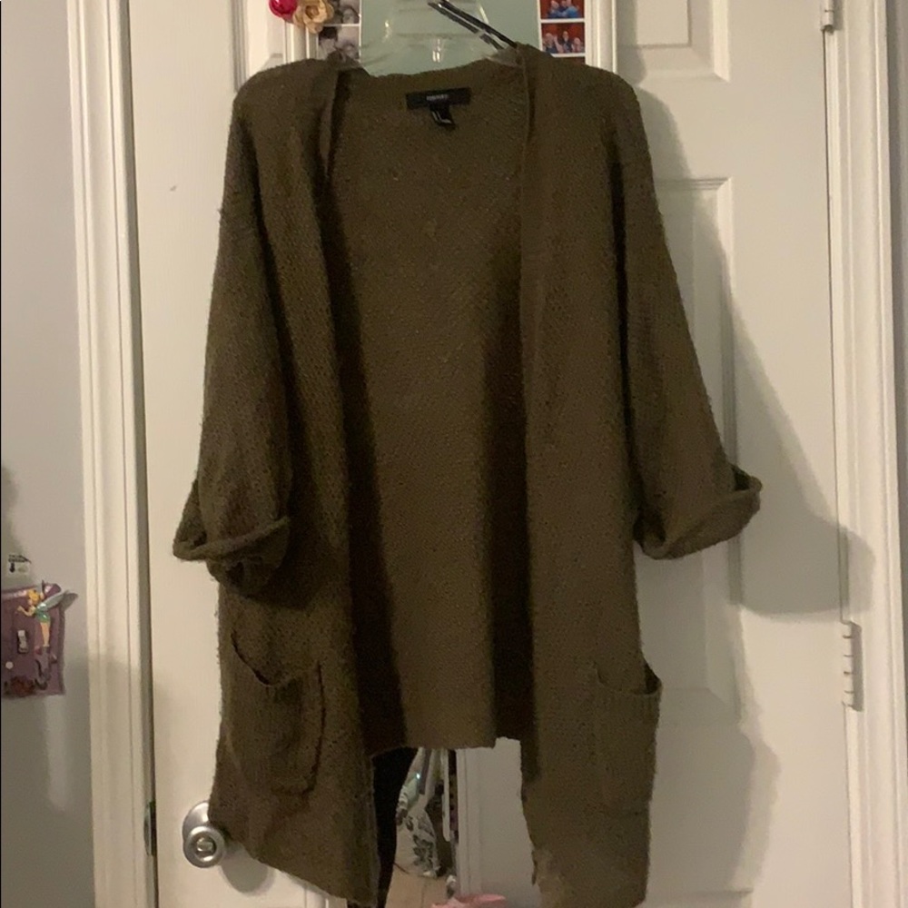 Olive Green Forever 21 Cardigan
